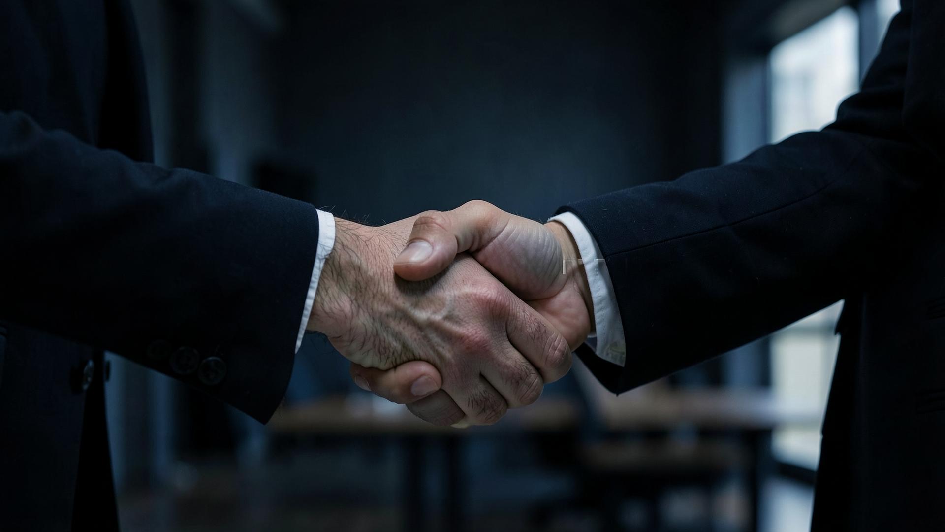 Two professionals shaking hands