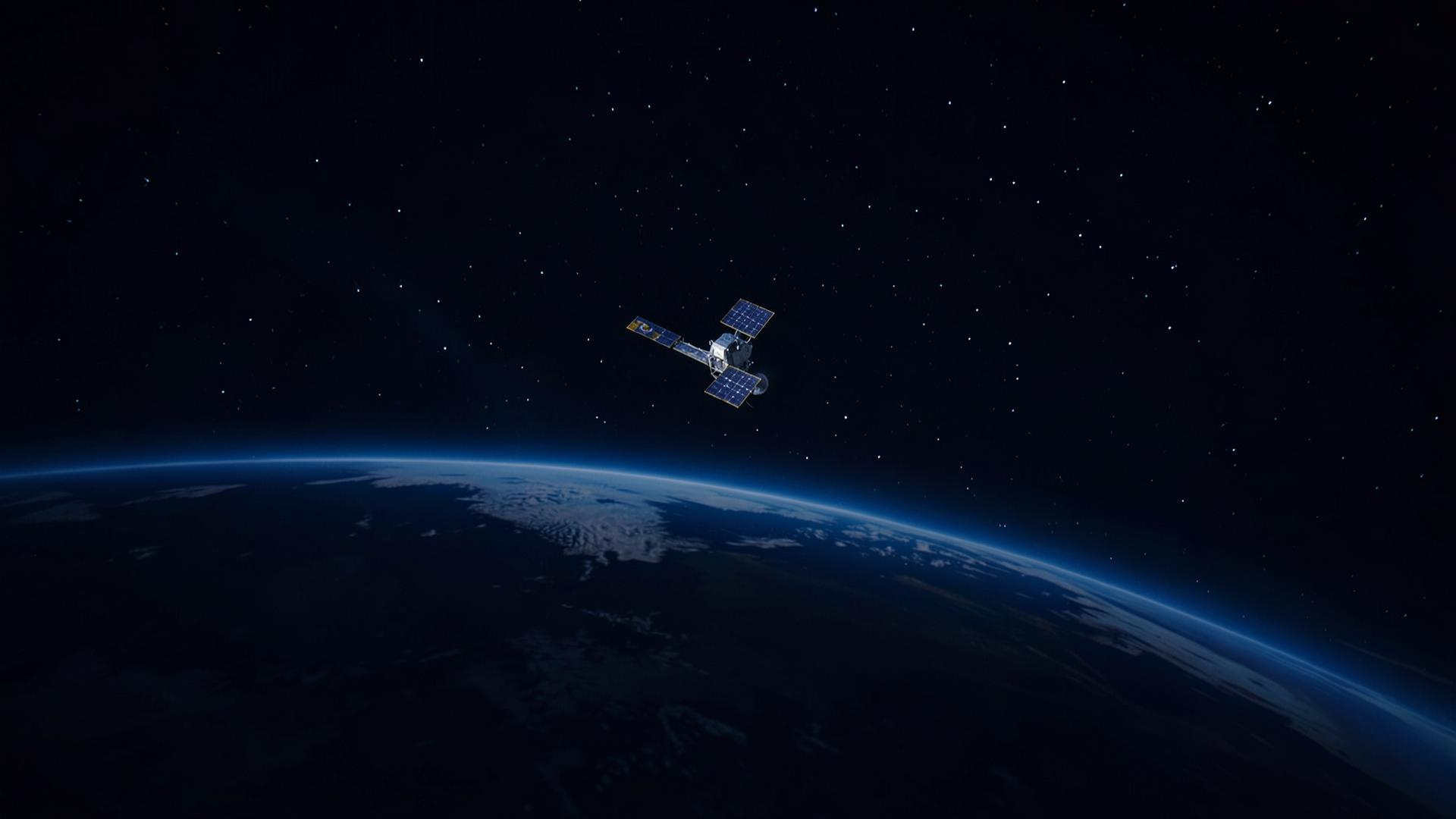 Satellite in orbit above Earth
